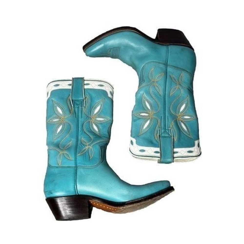 Stewart Turquoise Cowgirl Boots Handmade Size 5-5… - image 5