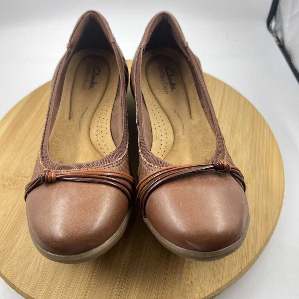 Clarks Collection Sz 10 Leather Ballet Flats Mead… - image 3