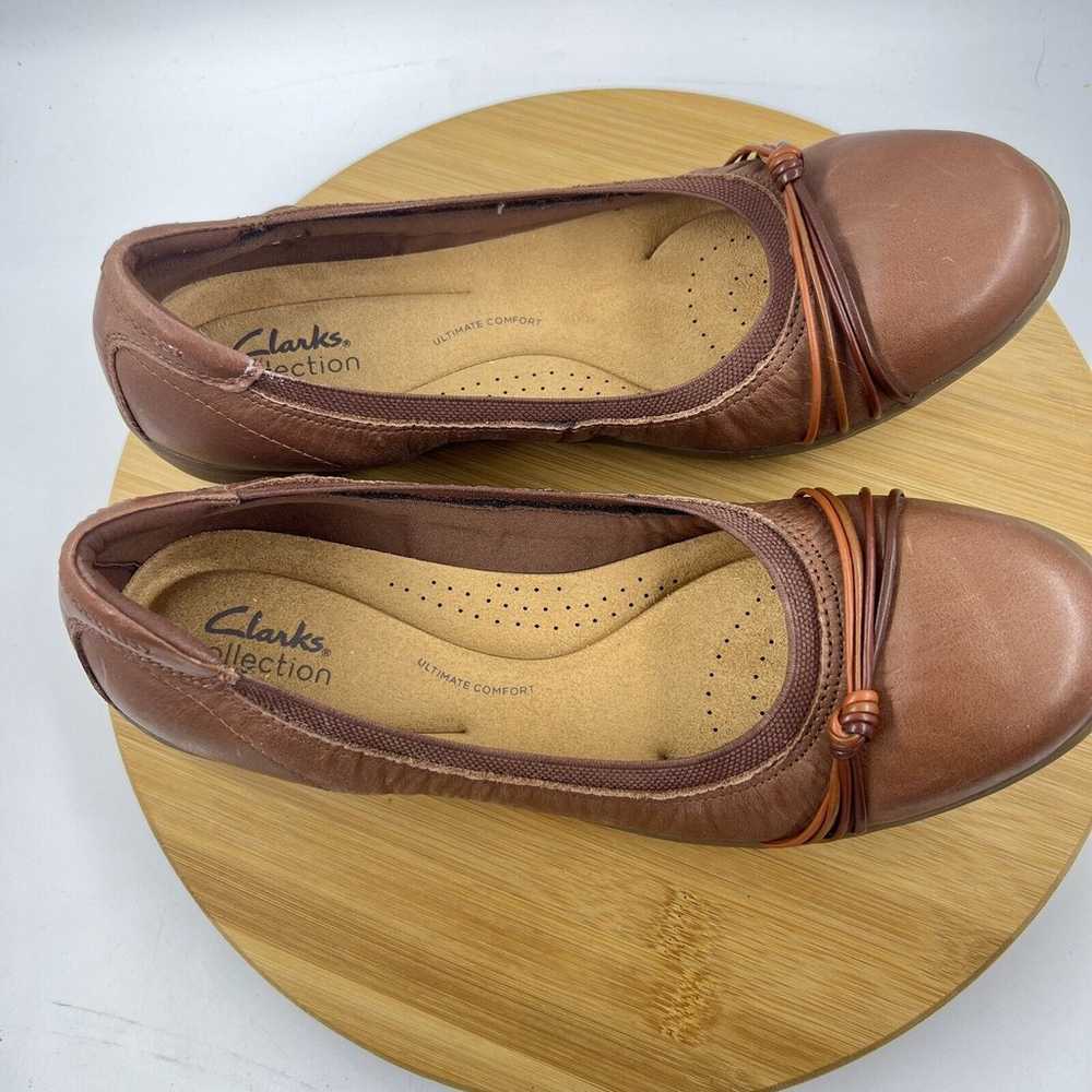 Clarks Collection Sz 10 Leather Ballet Flats Mead… - image 8