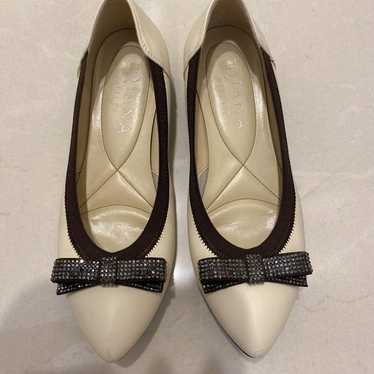 DIANA Ivory Flat Shoes with Ribbon