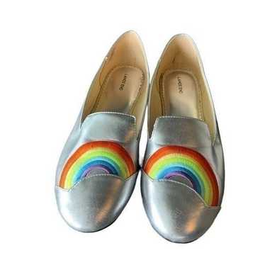 Lands End silver Rainbow flats girls size 7 conver