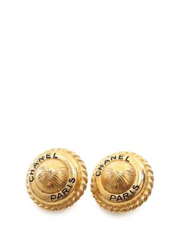 CHANEL Pre-Owned 1995 Gold Plated Logo Round Clip 