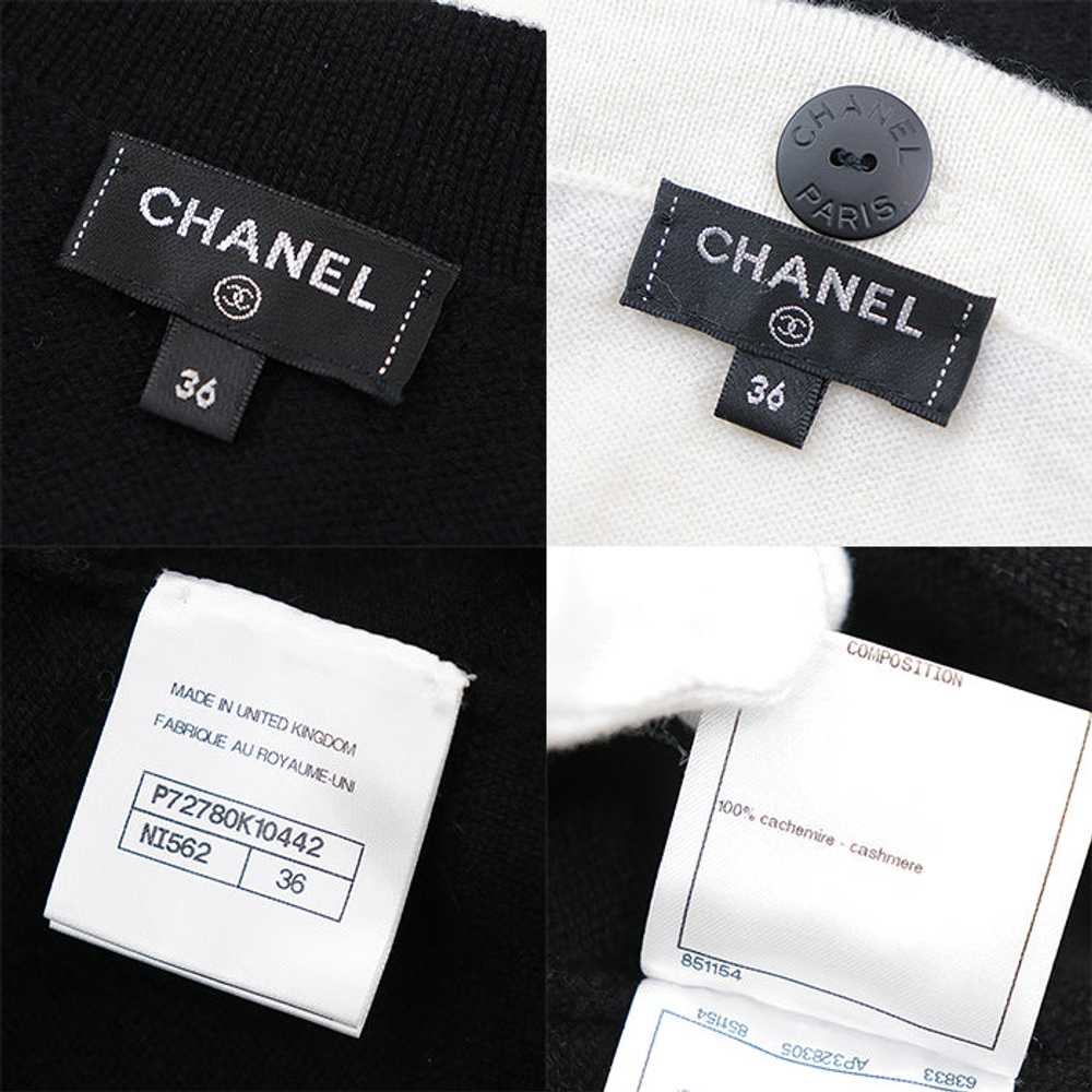 CHANEL cardigan cashmere Black white 36 - image 10