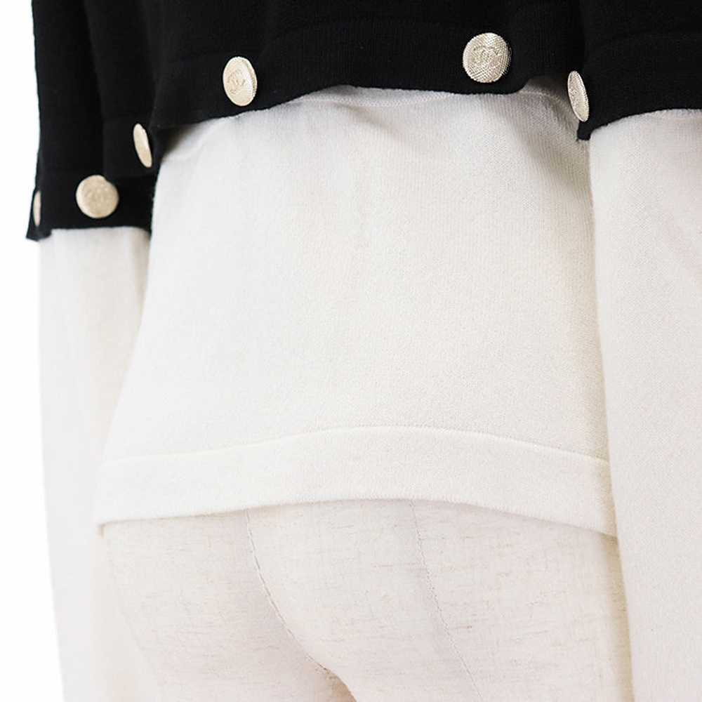 CHANEL cardigan cashmere Black white 36 - image 9