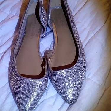 Juicy Couture silver rhinestone flats, size 8