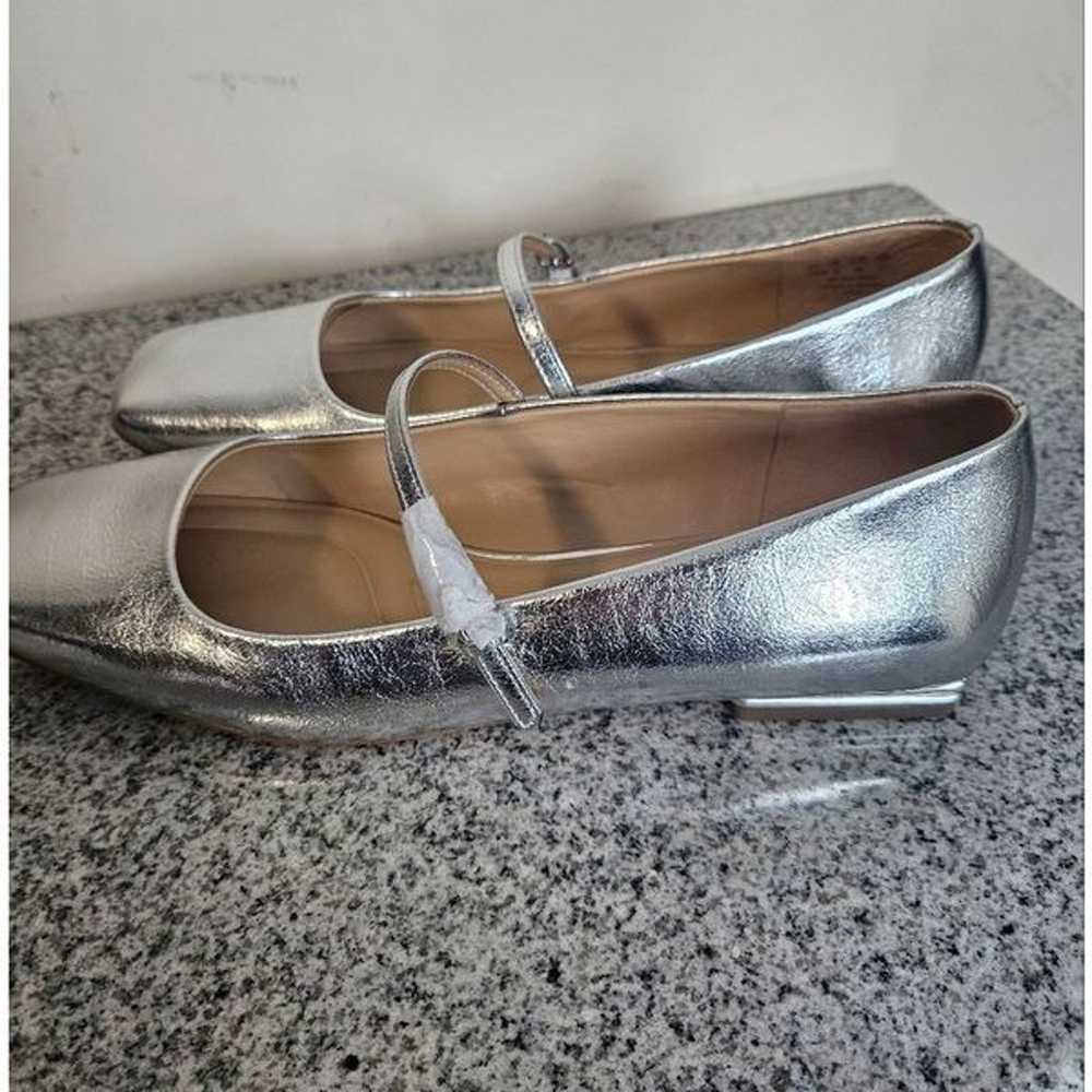 Franco Tinsley Mary Jane Flat Silver Faux Leather… - image 2