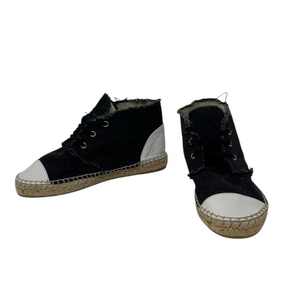 Le Crabe Rouge black canvas white leather hi top … - image 1