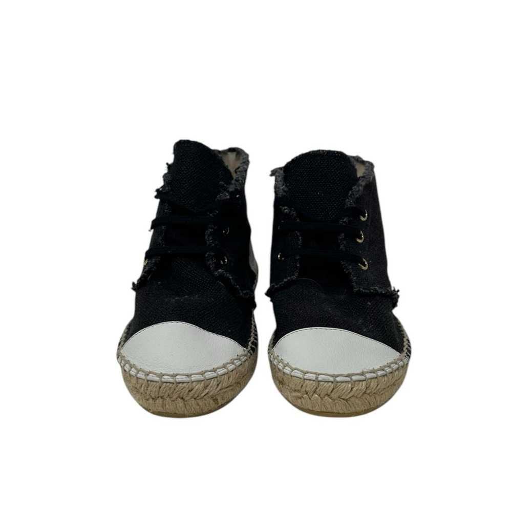 Le Crabe Rouge black canvas white leather hi top … - image 3