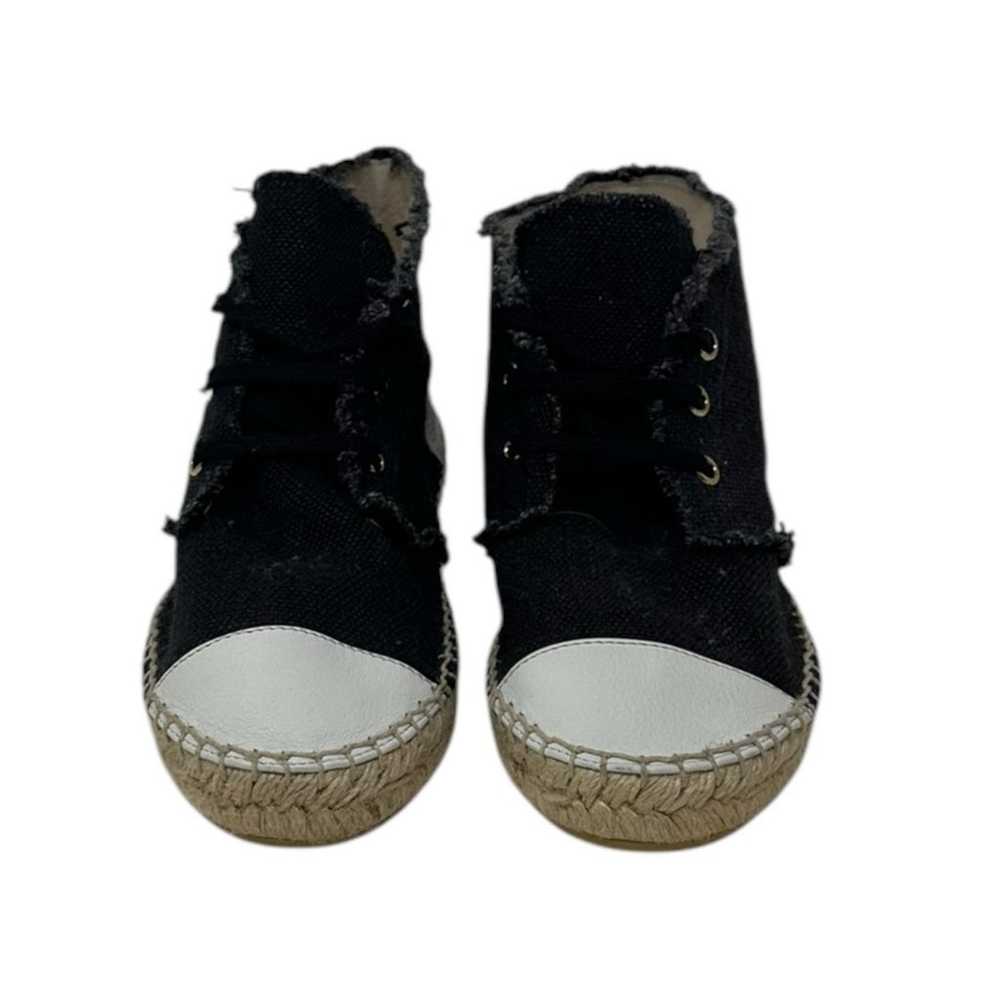 Le Crabe Rouge black canvas white leather hi top … - image 7