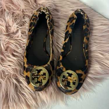 Tory Burch Reva Ballerina Flats Leopard Print Siz… - image 1