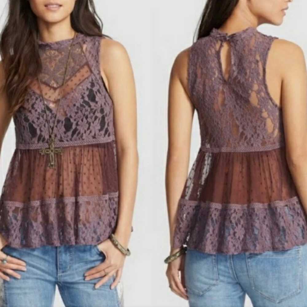 Free People Ladybird Lace Mauve Purple Babydoll P… - image 1