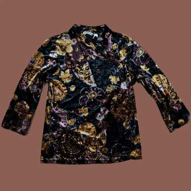 Vintage Velvet Massini Blouse Dark Academia Floral