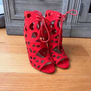 Aldo Suede Leather Platform Heels in Red