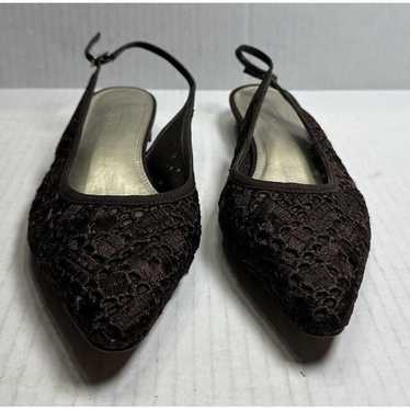 TALBOTS COCOA BROWN BELMONT 10 SLING BACK LACY POI