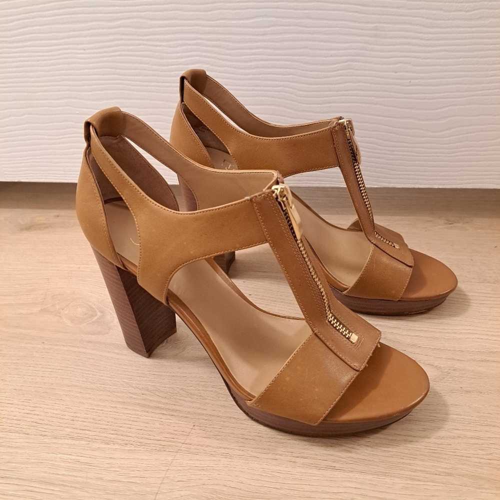 Franco Sarto Tan Leather Block High Heel Zip Up C… - image 2