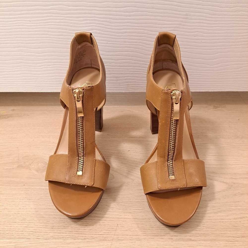 Franco Sarto Tan Leather Block High Heel Zip Up C… - image 3