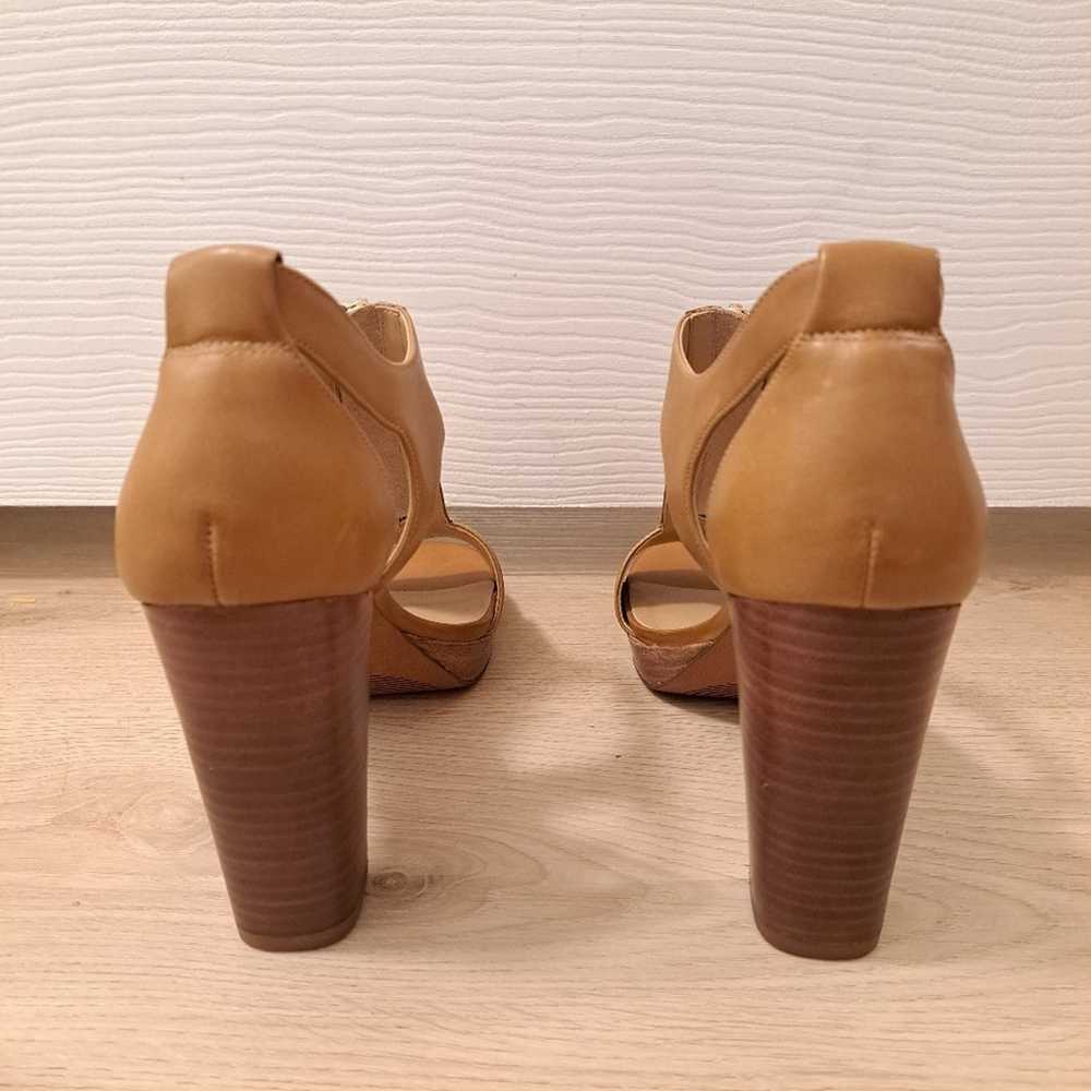 Franco Sarto Tan Leather Block High Heel Zip Up C… - image 4