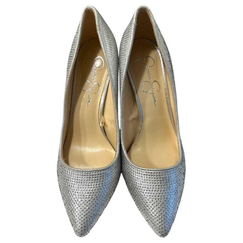 Jessica Simpson Lindiza Silver Rhinestone Pump 3.… - image 2