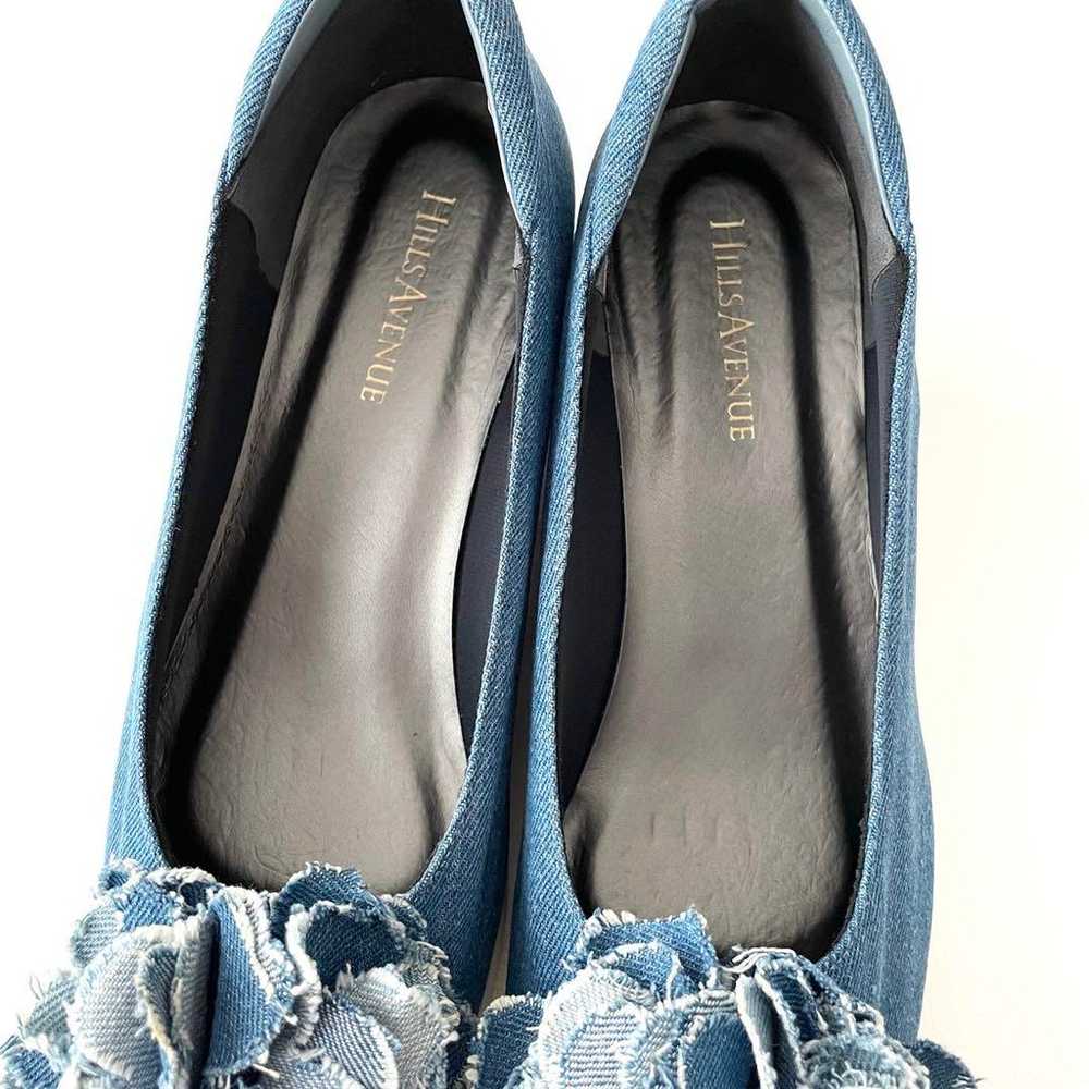 HILLS AVENUE Pumps Wave Sole Denim Open Toe Flower - image 8