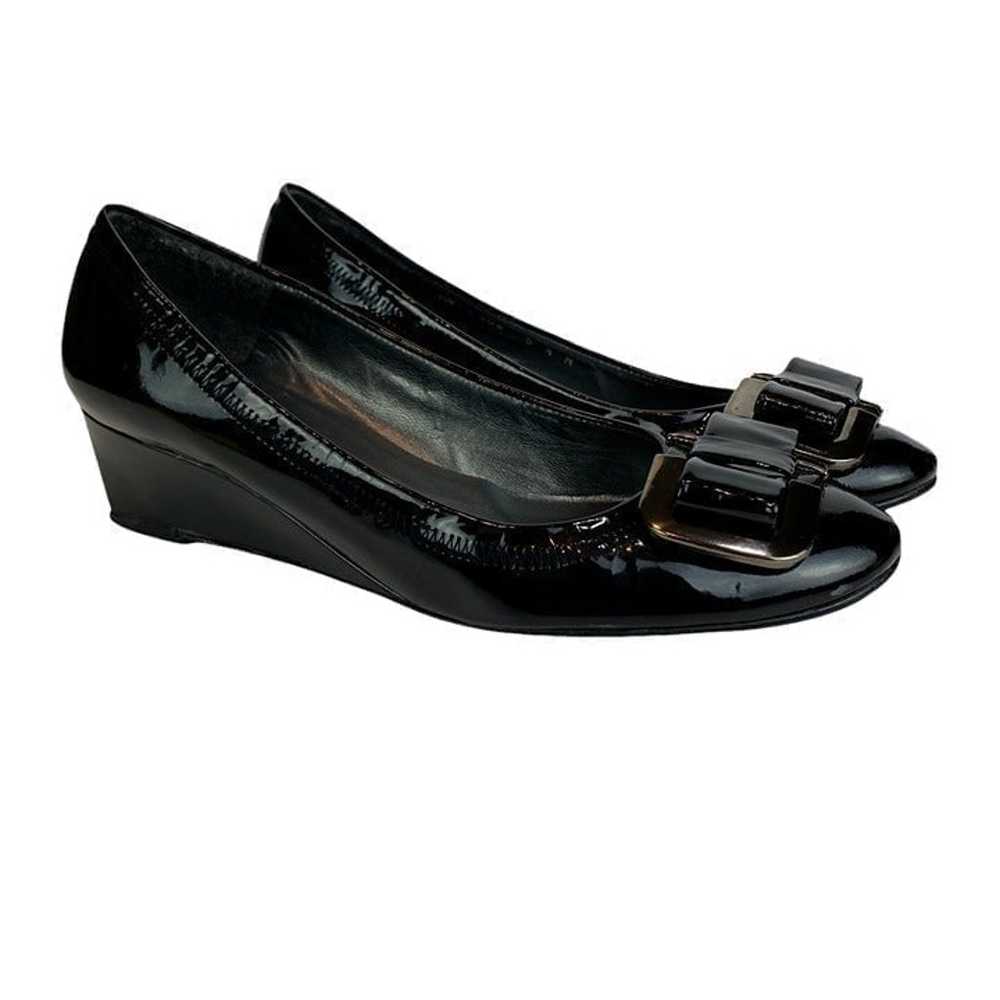 Stuart Weitzman Wedge Heels 5.5 Black Patent Leat… - image 1