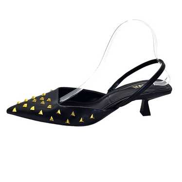 Zara Black & Gold Studded Kitten Heel