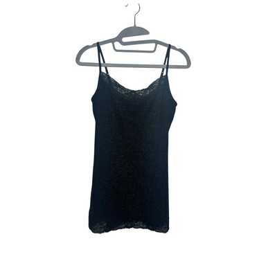 Express Women M Tank Black Sparkle Lace Y2K Vinta… - image 1