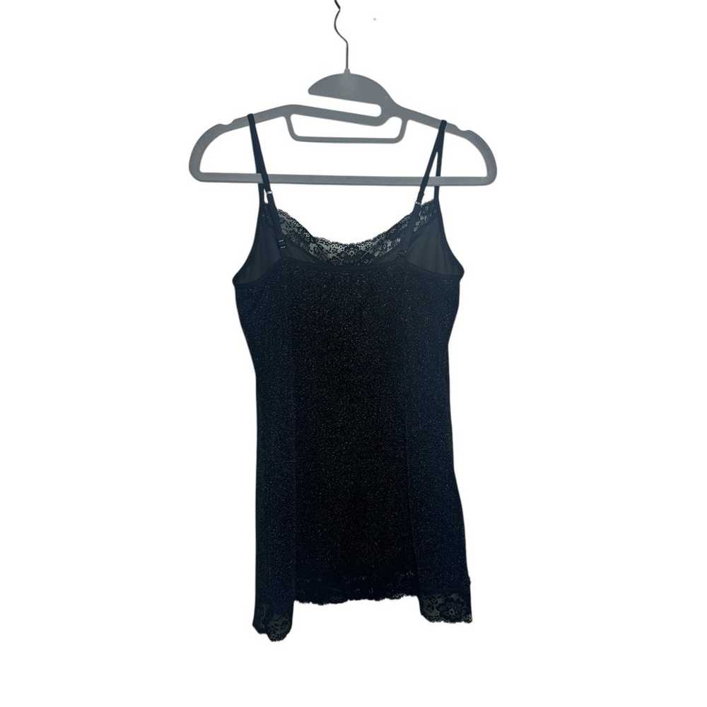 Express Women M Tank Black Sparkle Lace Y2K Vinta… - image 2