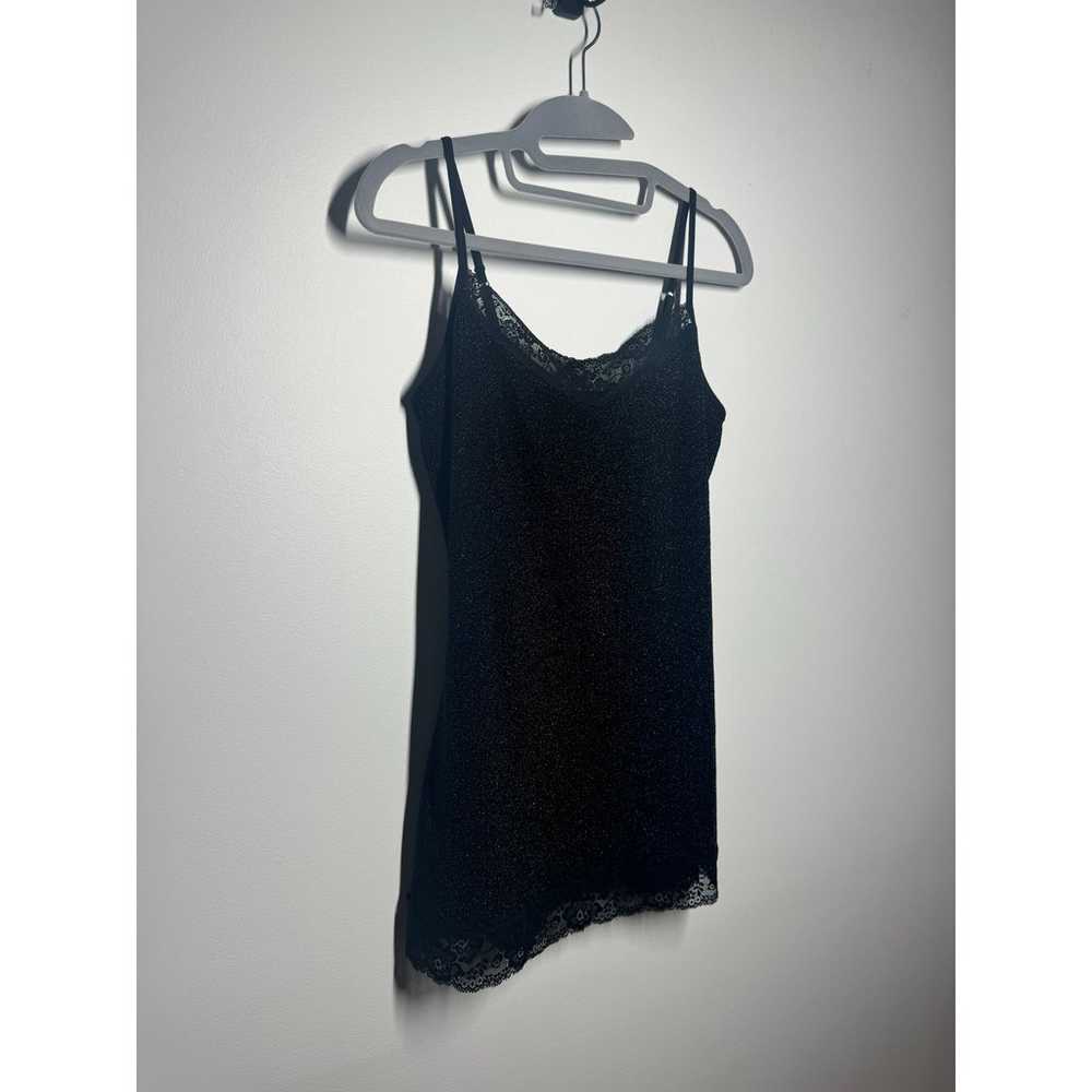 Express Women M Tank Black Sparkle Lace Y2K Vinta… - image 4