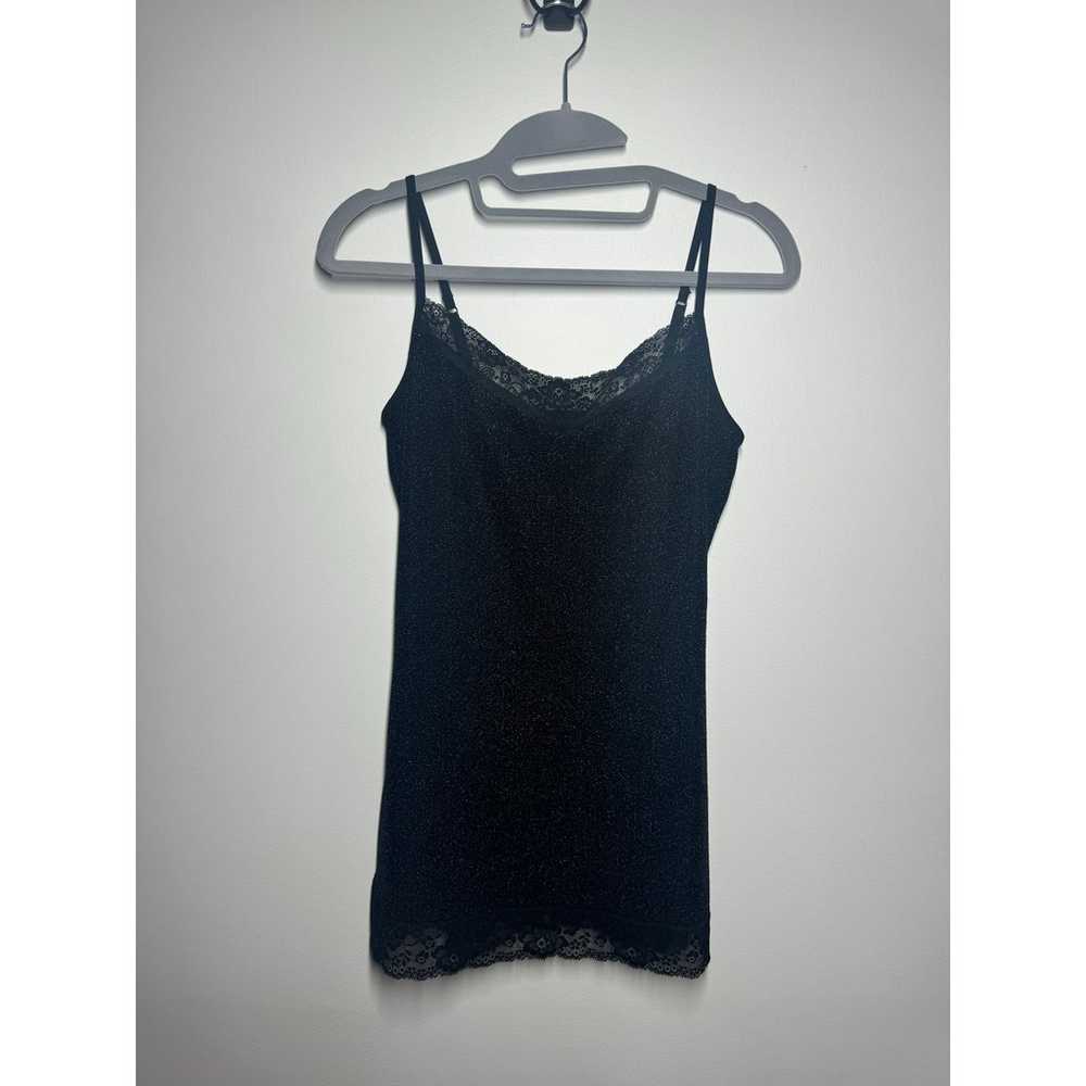 Express Women M Tank Black Sparkle Lace Y2K Vinta… - image 5