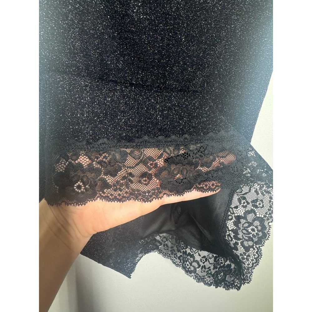 Express Women M Tank Black Sparkle Lace Y2K Vinta… - image 6