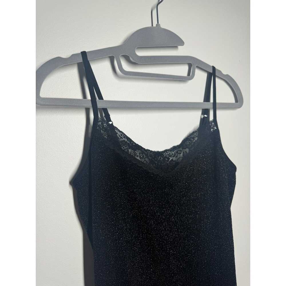 Express Women M Tank Black Sparkle Lace Y2K Vinta… - image 7