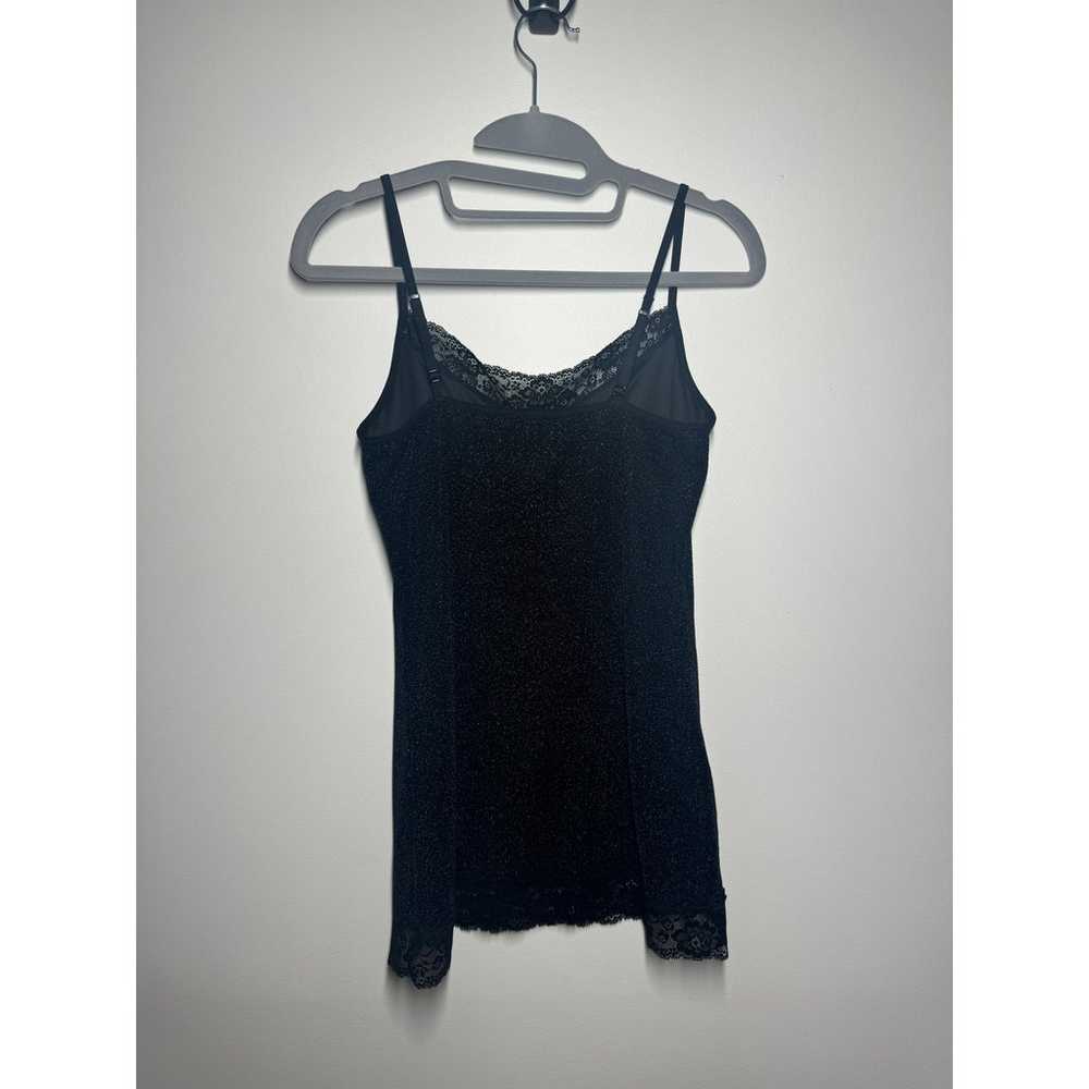 Express Women M Tank Black Sparkle Lace Y2K Vinta… - image 8