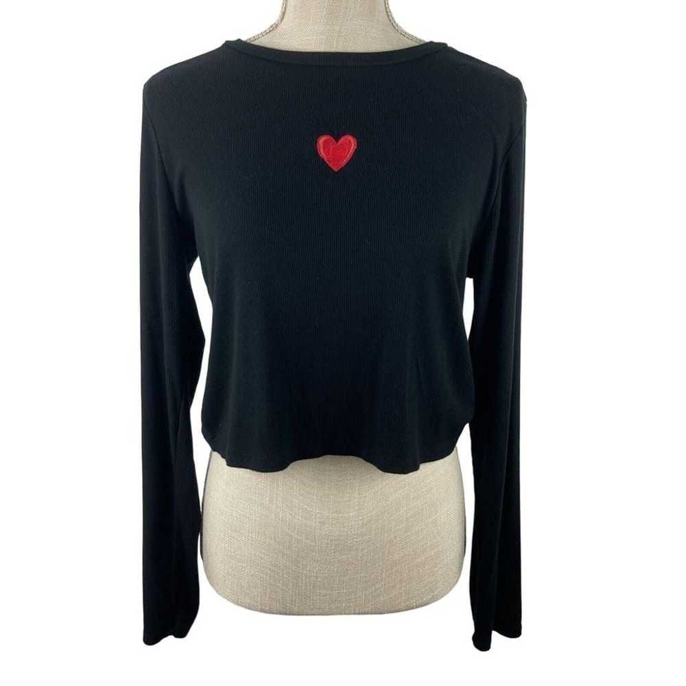 Wild Fable Crop Top T Shirt Womens XL Black Heart… - image 4