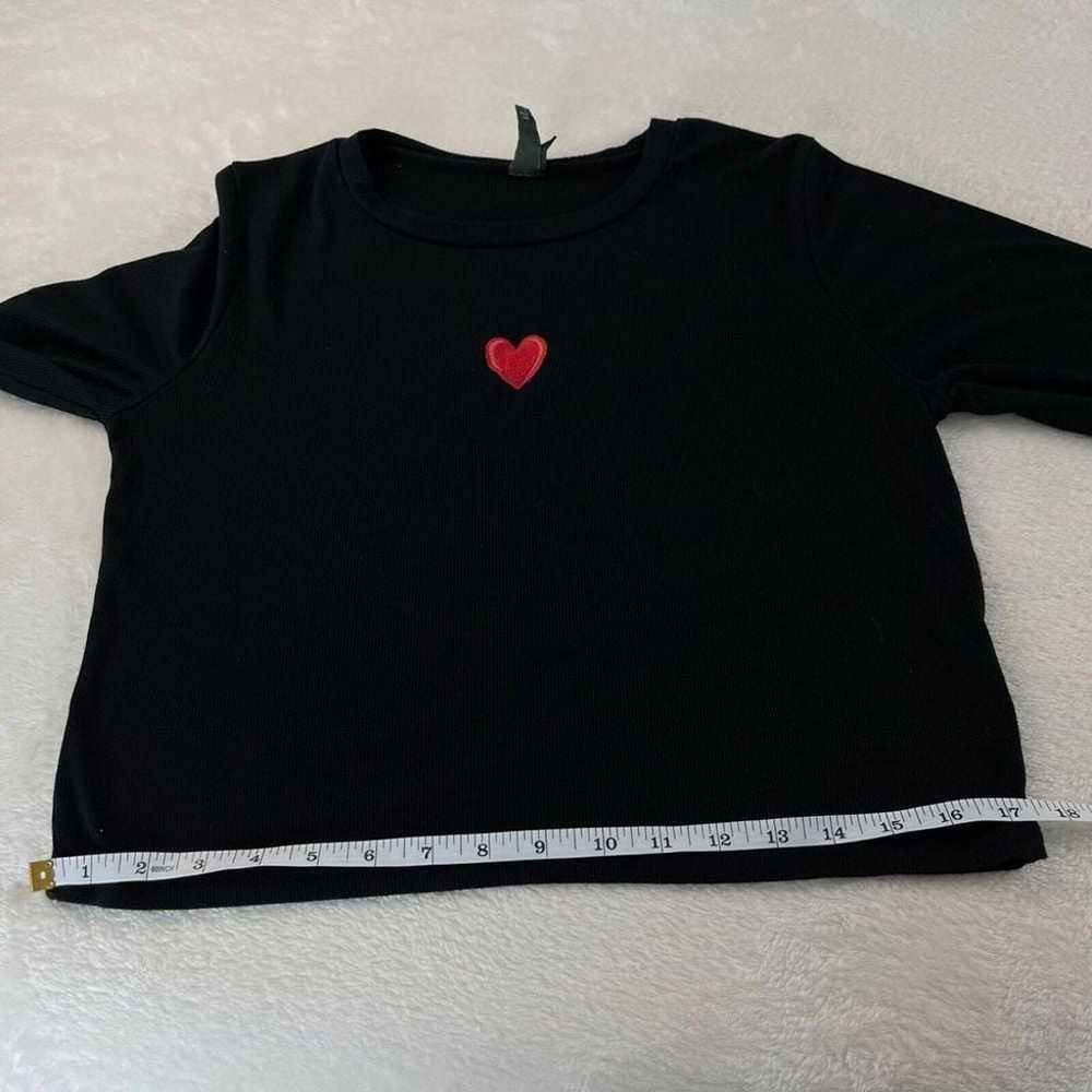 Wild Fable Crop Top T Shirt Womens XL Black Heart… - image 9