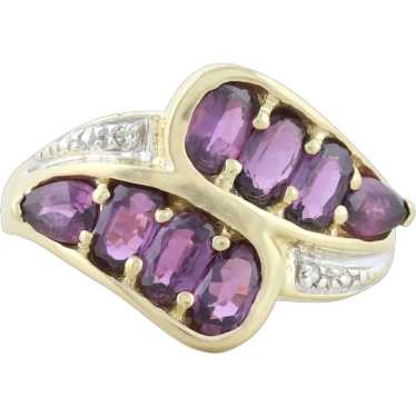 10k Yellow Gold Purple Sapphire Ring with Diamond… - image 1