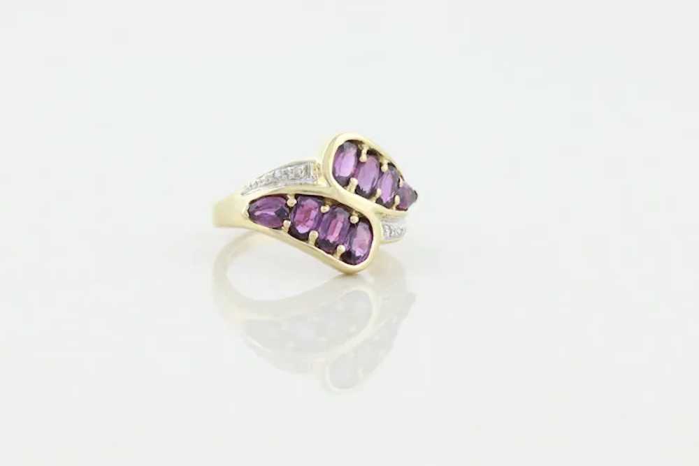 10k Yellow Gold Purple Sapphire Ring with Diamond… - image 4