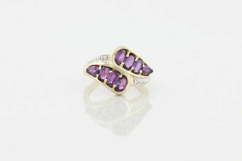 10k Yellow Gold Purple Sapphire Ring with Diamond… - image 5