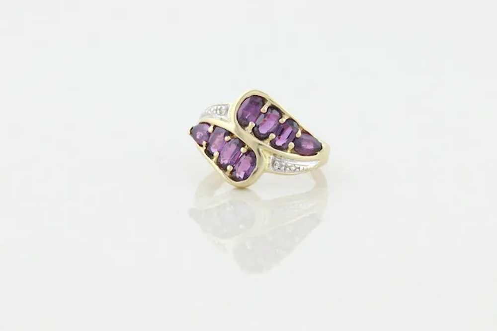 10k Yellow Gold Purple Sapphire Ring with Diamond… - image 6