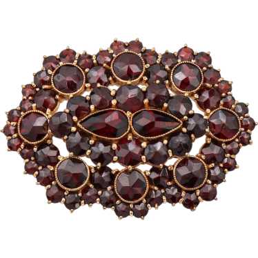 Vintage Gold Plated Garnet Brooch Pin