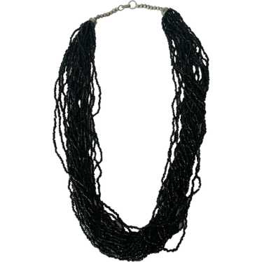 Vintage Black Coral Multistrand Necklace - image 1