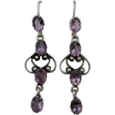 Elegant Sterling Amethyst Pierced Dangle Earrings