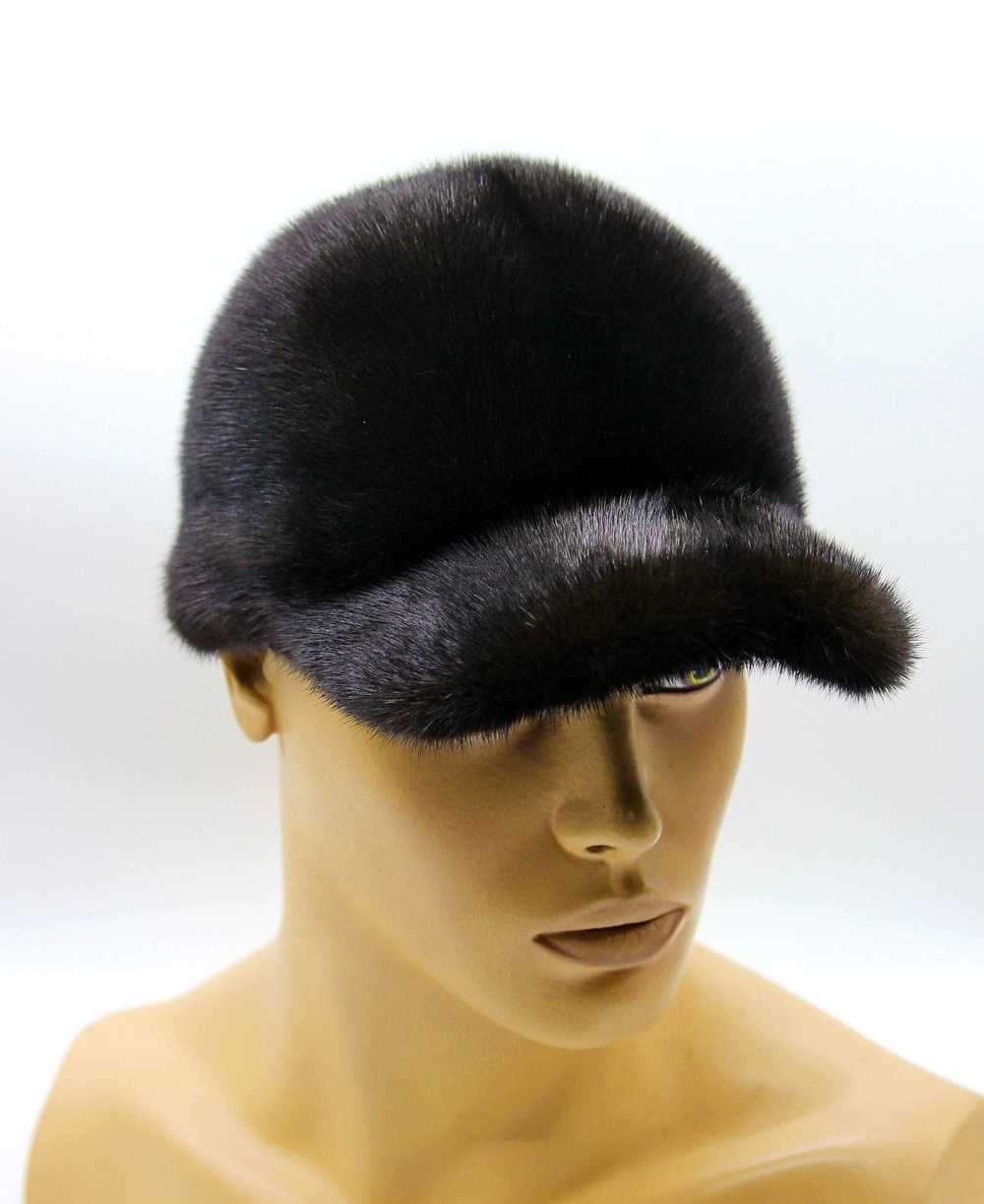 Mink Fur Coat Black Mink Baseball Cap - image 1