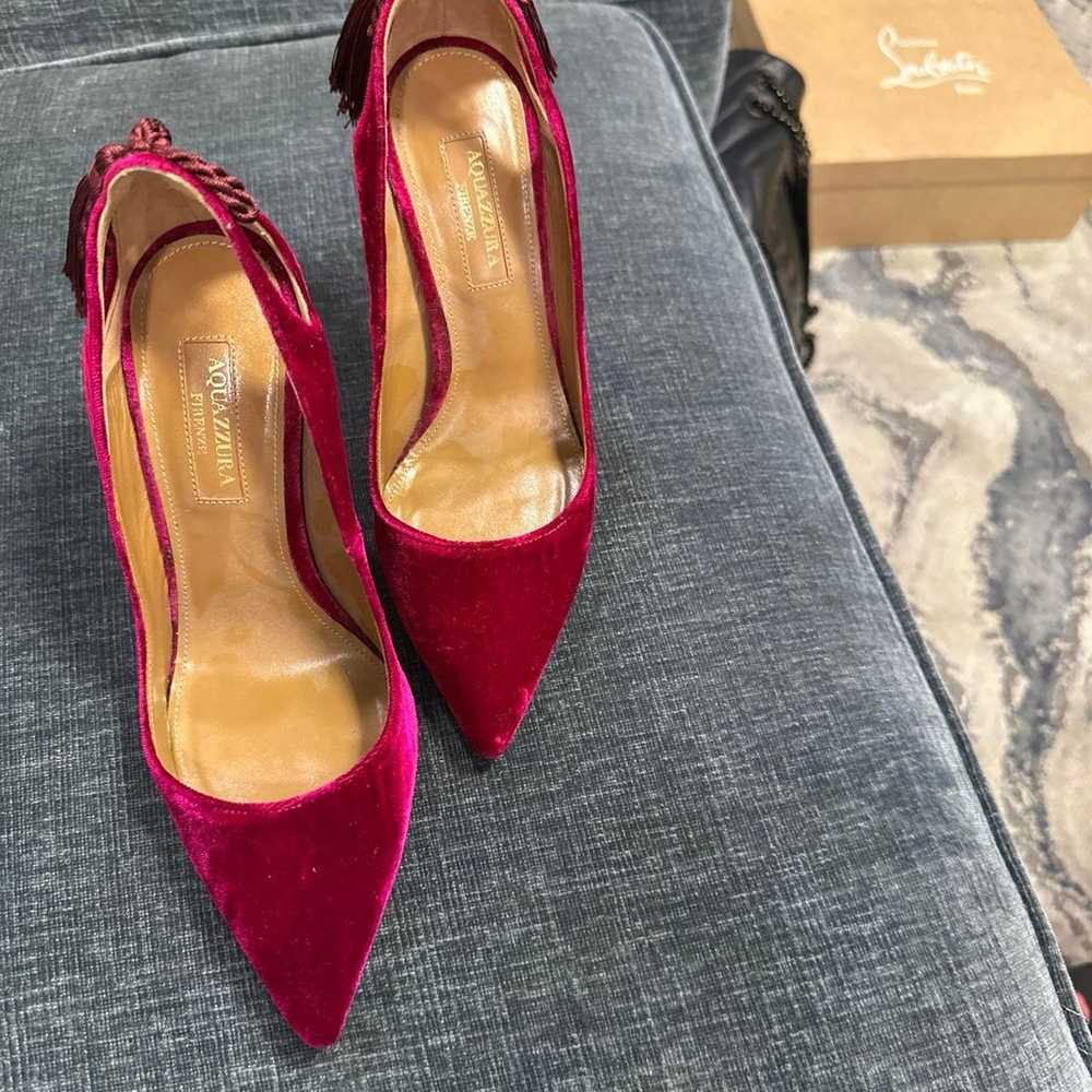 Aquazzura Forever Marilyn 115 Tassel Velvet Pumps… - image 2