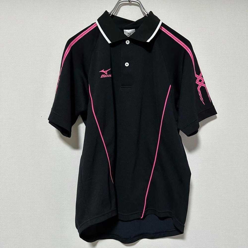 Mizuno Short Sleeve Polo Shirt Black Pink Sports … - image 2