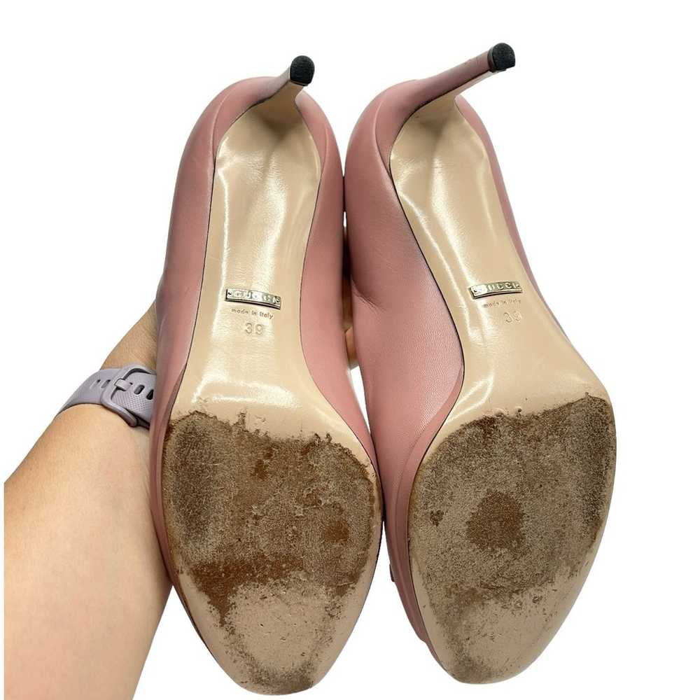 Gucci Horsebit Peep Toe Heels Pumps Size 39 Pink … - image 11