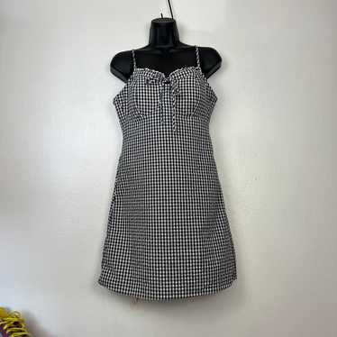 Black and white gingham mini dres