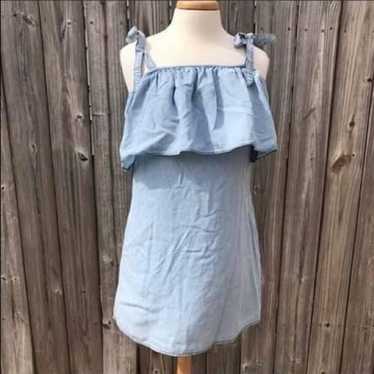 Sanctuary Chambray Light Blue Tie Shoulder Dress