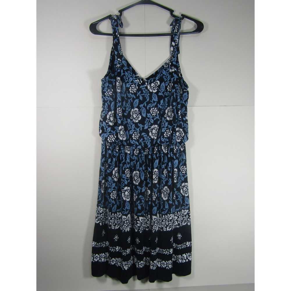 Loft Women Tie Strap Dress Small Blue Floral Boho… - image 1