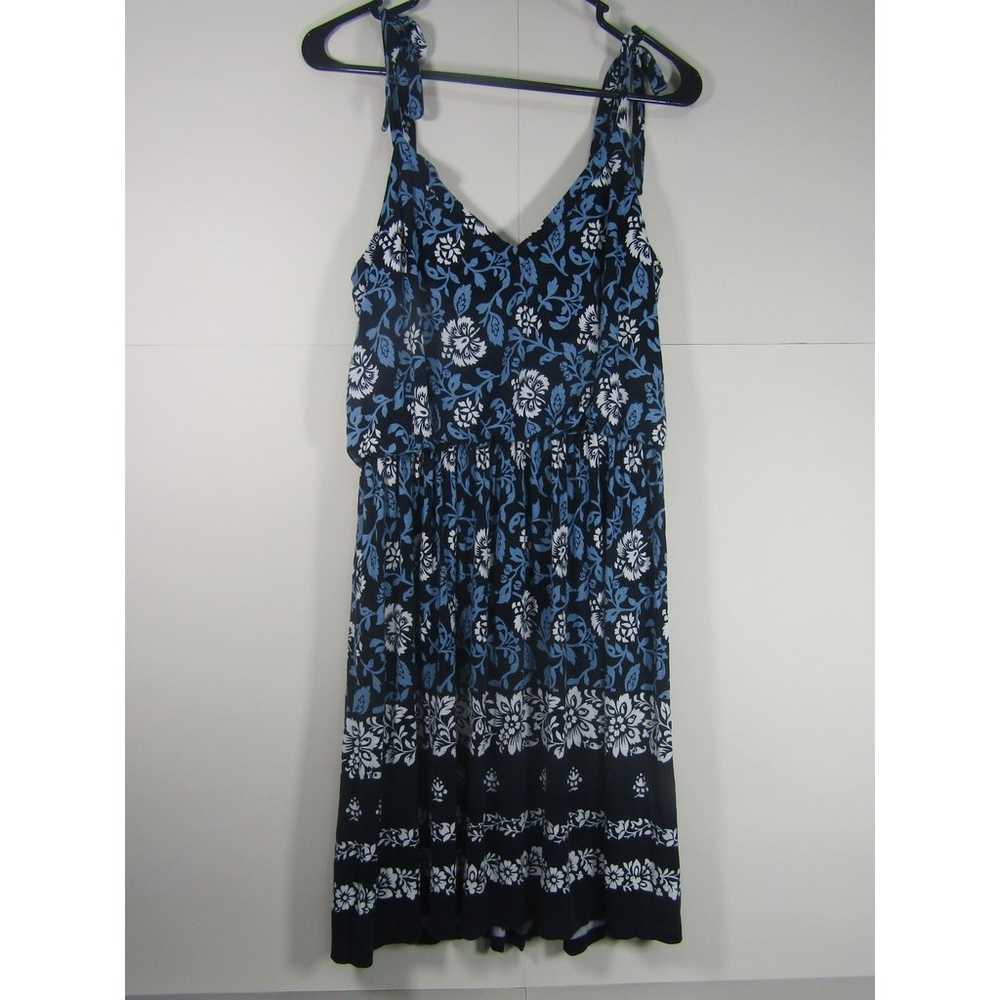 Loft Women Tie Strap Dress Small Blue Floral Boho… - image 2