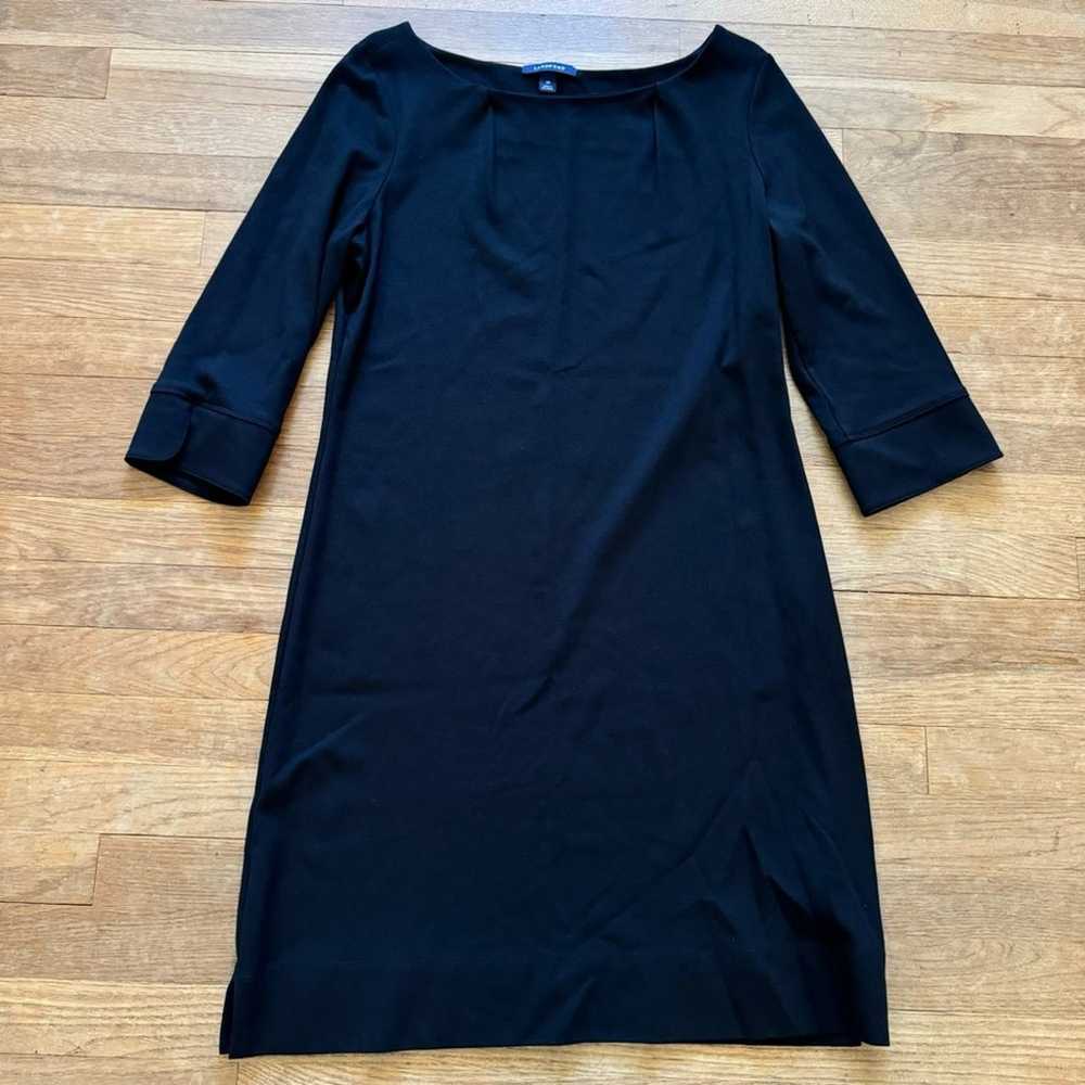 Lands' End black 3/4 sleeve midi shift dress size… - image 1